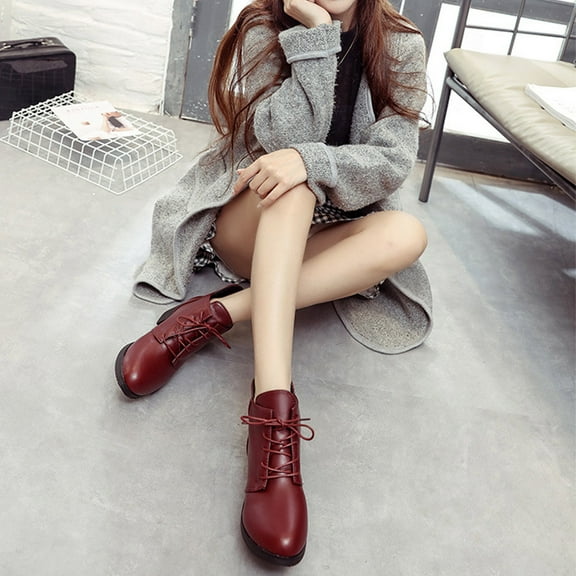 Bnwani Women Boots Fashion High-Heel High Ankle Comfortable Leather Western Boot Red Size 5.5