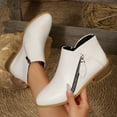 thumbnail image 1 of Bnwani Women Boots Fashion Pointed Zipper Thick Chunky Mid-Calf Versatile Casual Sweet Boot White Size 8.5, 1 of 7