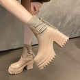 thumbnail image 1 of Bnwani Women Boots Fashion Thick Strap Versatile Casual Boot Yellow Size 6, 1 of 9