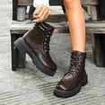 thumbnail image 1 of Bnwani Women Boots Fashion Toe Square Mid-Heel Thick Chunky Ankle Casual Solid Boot Brown Size 9, 1 of 9