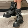 thumbnail image 1 of Bnwani Women Boots Footwear Fall Winter Fashion Mid-Heel Thick Chunky Mid-Calf Casual Boot Black Size 5.5, 1 of 6