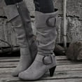 thumbnail image 1 of Bnwani Women Boots Footwear Fashion Toe Knee-High Strap Versatile Casual Boot Gray Size 5.5, 1 of 5