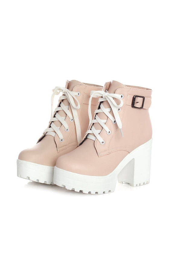Bnwani Women Boots Footwear High-Heel Thick High Warm Solid Boot Pink Size 9.5