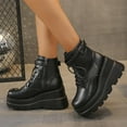 thumbnail image 1 of Bnwani Women Boots Footwear New Fashion Thick Wedge High Ankle 0 Boot Black Size 4.5, 1 of 8