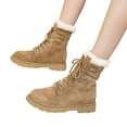 thumbnail image 1 of Bnwani Women Boots Footwear Toe Low-Heel Thick Mid-Calf Fleece Warm Snow Boot Yellow Size 9, 1 of 8