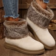 thumbnail image 1 of Bnwani Women Boots Footwear Toe Mid-Heel Ankle Fleece Comfortable Casual Solid Boot Beige Size 7.5, 1 of 9