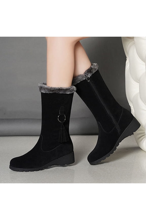 Bnwani Women Boots Footwear Zipper Thick Chunky 0 Boot Black Size 5