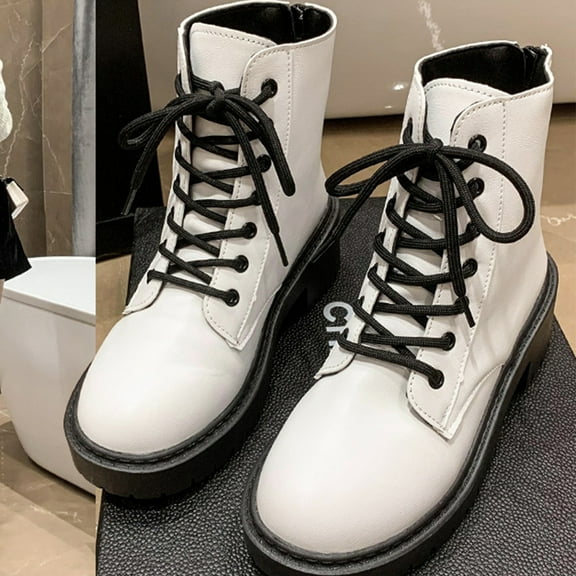 Bnwani Women Boots New Fall Winter Fashion Toe Mid-Heel 0 Boot White Size 7