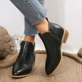 thumbnail image 1 of Bnwani Women Boots New Fashion Pointed Zipper Low-Heel Thick Chunky Ankle Casual Solid Boot Black Size 5.5, 1 of 9