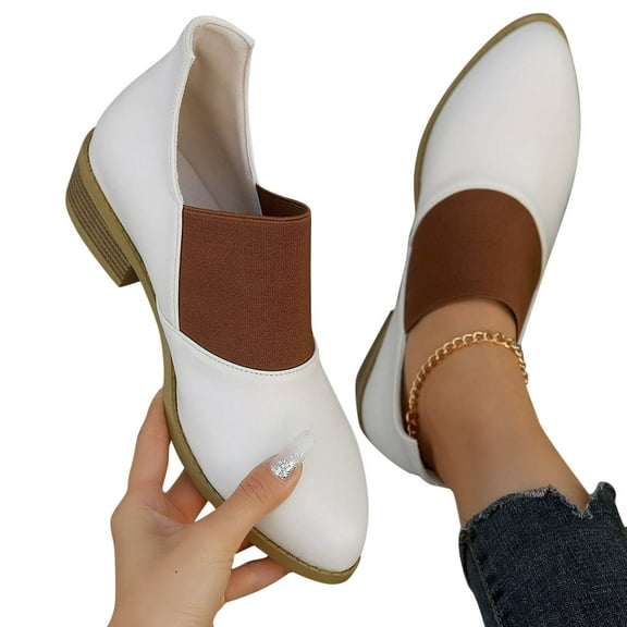 Bnwani Women Boots Pointed Leather Splicing Boot White Size 8.5