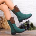 thumbnail image 1 of Bnwani Women Boots Retro Fashion Toe Zipper Flat Mid-Calf Ankle Elastic Retro Boot Green Size 8.5, 1 of 8