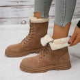 thumbnail image 1 of Bnwani Women Boots Toe Low-Heel Chunky High Mid-Calf Ankle Fleece Strap Solid Snow Boot Brown Size 5.5, 1 of 4