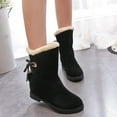 thumbnail image 1 of Bnwani Women Boots Toe Mid-Heel Mid-Calf Solid Retro Boot Black Size 4, 1 of 9