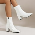 thumbnail image 1 of Bnwani Women Boots Winter Fashion Pointed Zipper High-Heel Chunky High Ankle Casual Solid Boot White Size 7, 1 of 7