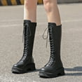 thumbnail image 1 of Bnwani Women Boots Winter Fashion Thick Chunky High Knee-High Casual Solid Boot Black Size 6, 1 of 9