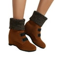 thumbnail image 1 of Bnwani Women Boots Winter Mid-Heel Wedge Snow Boot Brown Size 4.5, 1 of 6