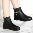 thumbnail image 1 of Bnwani Women Boots Winter Toe Zipper Flat Chunky Ankle Fleece 0 Boot Black Size 6, 1 of 8