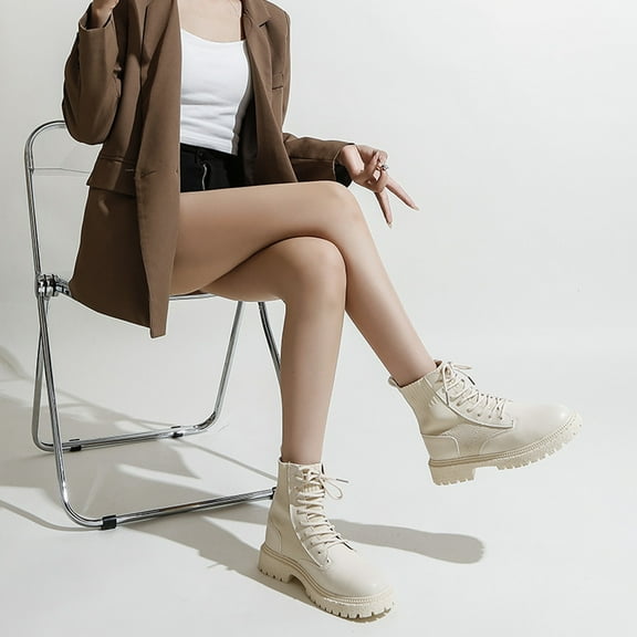 Bnwani Women Boots Zipper Flat Wedge High Leather Western Boot White Size 4.5