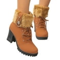 thumbnail image 1 of Bnwani Women Boots Zipper High-Heel Thick Chunky High Snow Boot Brown Size 4.5, 1 of 6