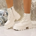 thumbnail image 1 of Bnwani Women Low Heel Boots Shoe Fall Winter Fashion Toe Thick Chunky Ankle Versatile Casual Solid Retro Boot Beige Size 6, 1 of 9