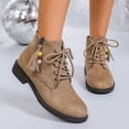 thumbnail image 1 of Bnwani Women Low Heel Boots Shoe Fashion Toe Zipper Chunky Ankle Casual Solid Boot Yellow Size 7.5, 1 of 9