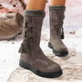 thumbnail image 1 of Bnwani Women Low Heel Boots Shoe Toe Chunky High Mid-Calf Ankle Fleece Solid Snow Boot Gray Size 7, 1 of 6