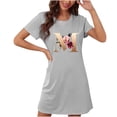 thumbnail image 1 of Bnwani Women'S Nightgowns & Sleepshirts Fashion Oversized Crew Neck Short Sleeve Printed Blue Size S-XXL, 1 of 2