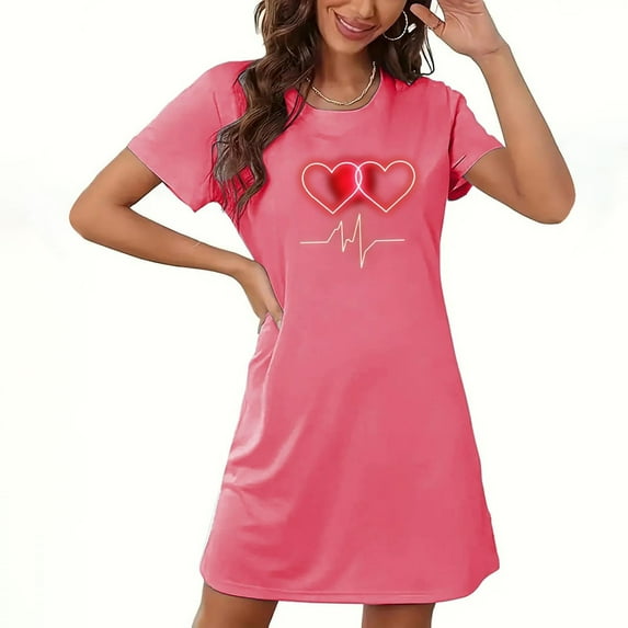 Bnwani Women'S Nightgowns & Sleepshirts Summer Oversized Thin Mid-Calf Homewear Strap Solid Pink Size M-3XL