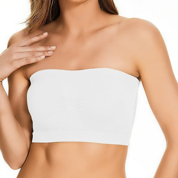 Bnwani Women’S Strapless Bras Fashion Buckle Gathering Solid Bra White Size S-5xl