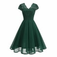 thumbnail image 1 of Bnwani Women's Dresses,Women Dresses,Short Sleeve,V-Neck,Vintage,Fitted Waist,Green,S, 1 of 8