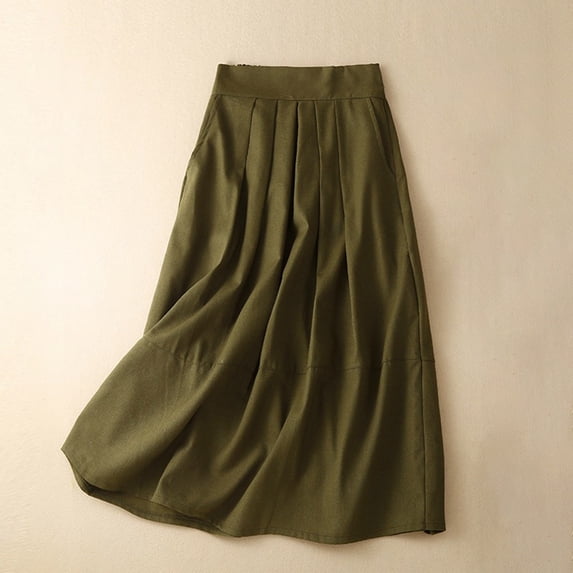 Bnwani Women's Skirts,Skirts for Women,Drawstring,Solid,A-line,Casual,Green,M