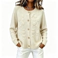 thumbnail image 1 of Bnwani Womens 3D Floral Embroidered Cardigan Sweaters Casual Sweater Coat for Autumn Winter Daily Wear White XL, 1 of 5
