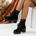 thumbnail image 1 of Bnwani Womens Boots Fall Winter Fashion Toe Zipper Mid-Heel Thick Chunky High Ankle Versatile Casual Boot Black Size 5.5, 1 of 6