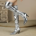 thumbnail image 1 of Bnwani Womens Boots Fall Winter Pointed Zipper High-Heel High 0 Boot Silver Size 9, 1 of 8
