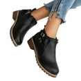 thumbnail image 1 of Bnwani Womens Boots Fashion Toe Zipper Mid-Heel Chunky Leather Boot Black Size 4.5, 1 of 7