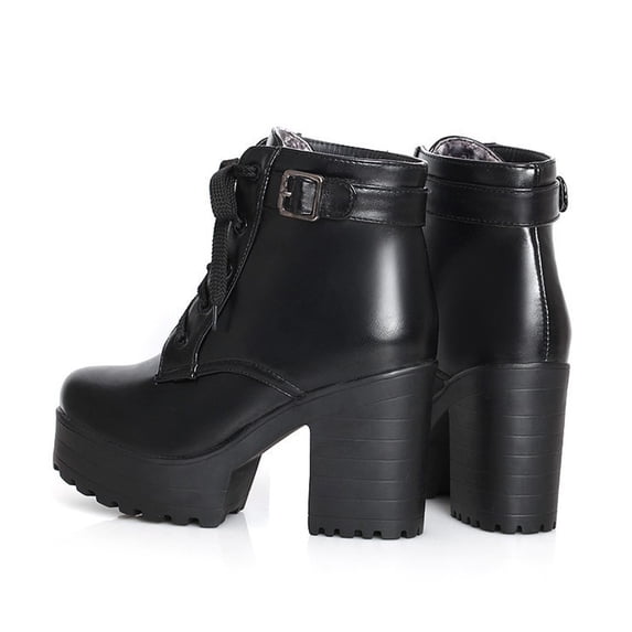 Bnwani Womens Boots High-Heel Thick High Solid Boot Black Size 9