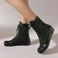 thumbnail image 1 of Bnwani Womens Boots New Winter Fashion Toe Flat Ankle Versatile Casual Boot Green Size 6.5, 1 of 8