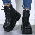 thumbnail image 1 of Bnwani Womens Boots Retro Zipper Flat Thick Wedge Casual Retro Boot Black Size 4.5, 1 of 7
