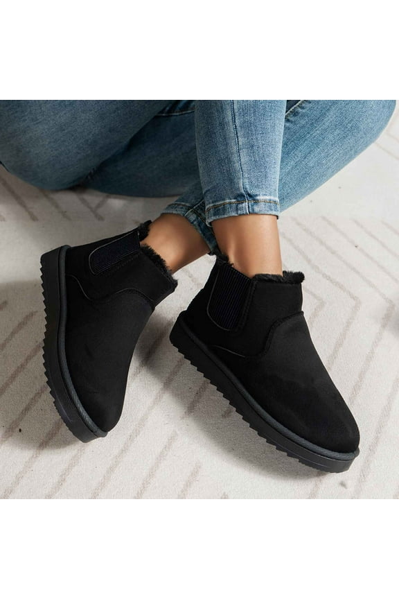 Bnwani Womens Boots Toe Mid-Calf Fleece Warm Casual Solid Knight Snow Boot Black Size 5.5