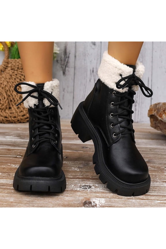 Bnwani Womens Boots Toe Thick Mid-Calf Fleece Knight Boot Black Size 5