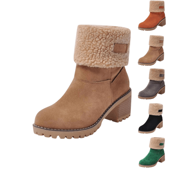 Bnwani Womens Boots,Winter Boots,Non-slip,Warm,Block,Round Toe,Brown,36(US:5.5)
