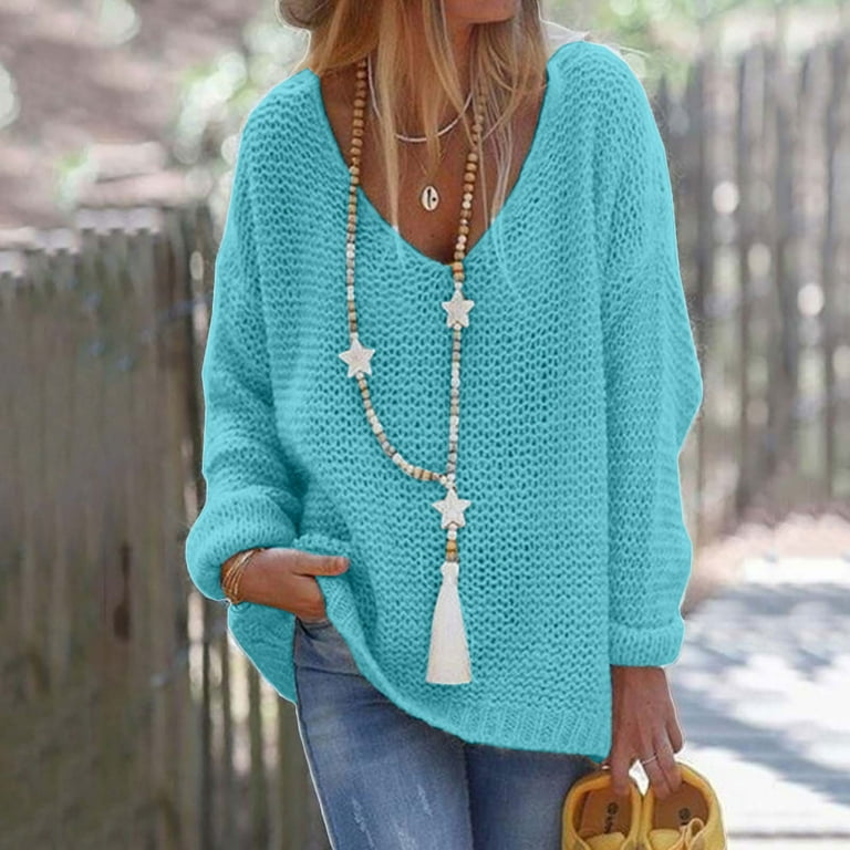 Bnwani Womens Cardigan Sweater Single Breasted Cardigan Long Sleeve Loose Pullover Solid Color Knit V Neck Top Jacket Green Cardigan Sweater for Women