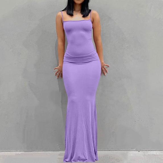 Bnwani Womens Dresses,Dresses for Women,Crew Neck,Solid,Sleeveless,Slim Fit,Purple,2XL