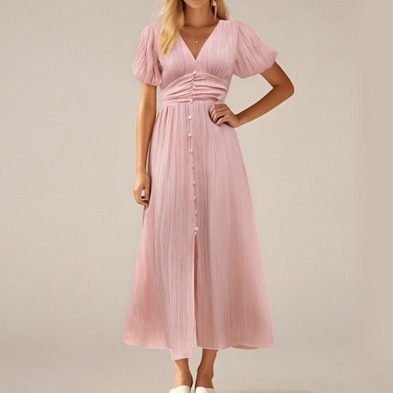 Bnwani Womens Dresses,Dresses for Women,Slit,V-Neck,Textured,Sleeveless,Pink,S