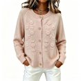 thumbnail image 1 of Bnwani Womens Plus Size Sweaters 3D Floral Embroidered Cardigan Sweater Casual Sweater Coat for Autumn Winter Daily Wear Pink 3XL, 1 of 5