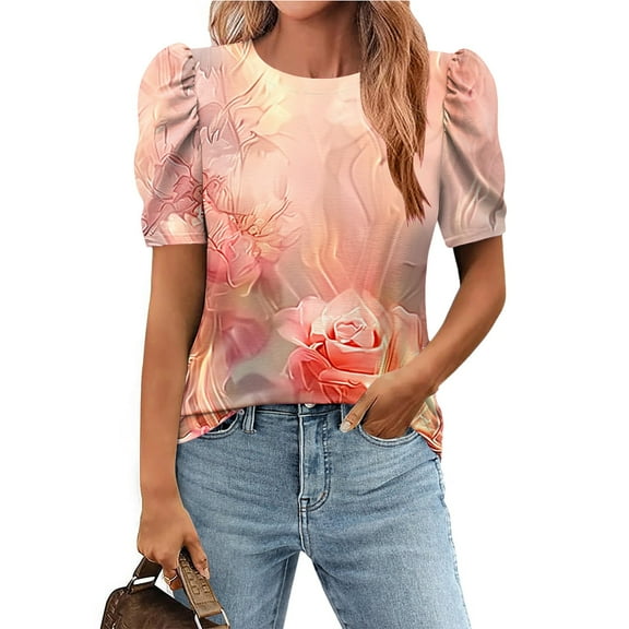 Bnwani Womens T Shirts Womens Tops Casual Dailywear Crew Neck Printed Multicolor M(US:6)