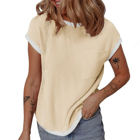 Bnwani Womens T Shirts Womens Tops Crew Neck Fashion Fashion Solid Beige XL