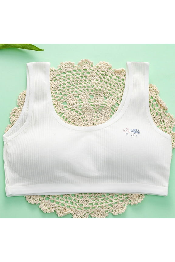 Young Girls Bras Adolescence Puberty Camisole Rabbit Print Bra Blue