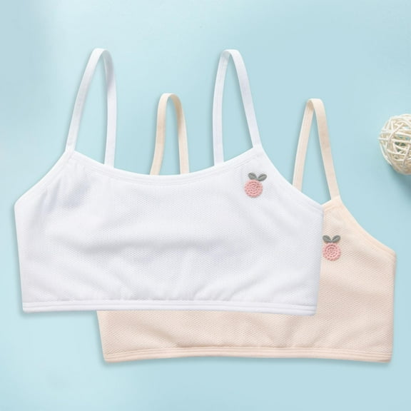 Bnwani Young Girls Bras Seamless Comfortable Adolescence Camisole Solid Bra White