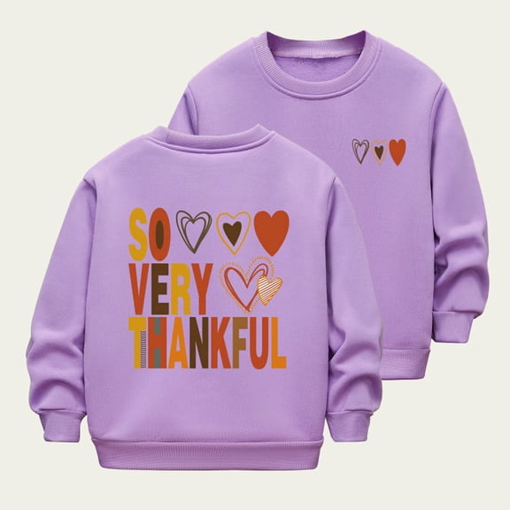 Bnwani Boys Sweatshirts Crew Neck Long Sleeve Fleece Casual Comfortable Heart Print Purple Size 0